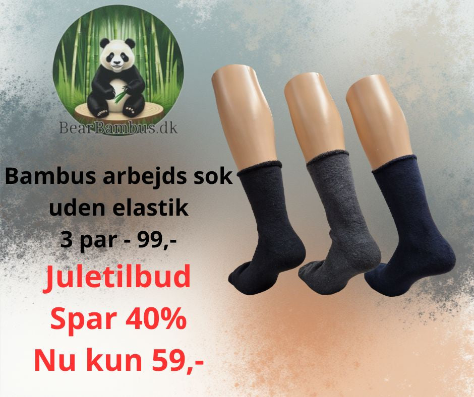 3 par Bambus Arbejds Sok, uden elastik